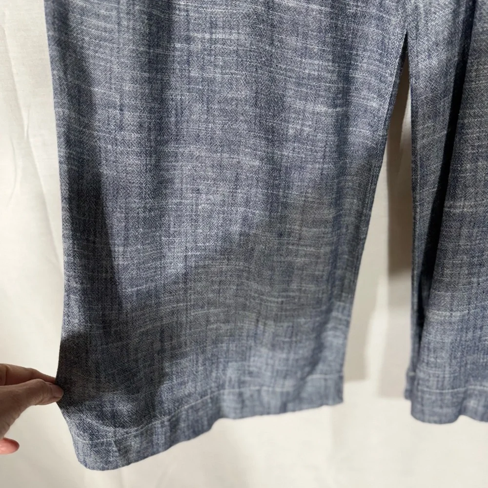 Zara Wide-Leg Linen Blend Trousers in Heathered Blue Size Large